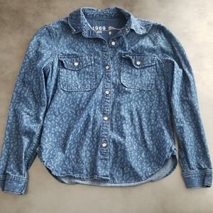 Gap Leopard denim button down top
